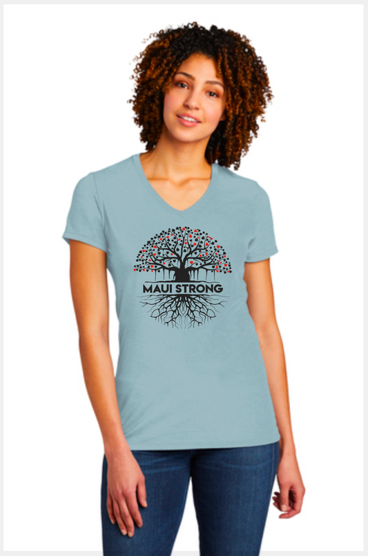 T-shirt Banyan Tree Women V Neck Blue
