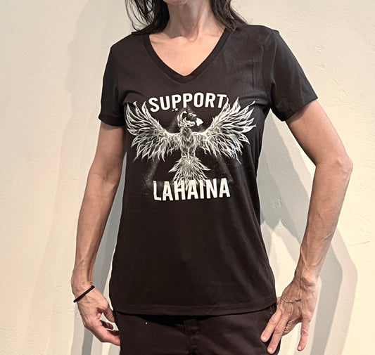 T-Shirt Phoenix Rising Support Lahaina Women's V Neck Black