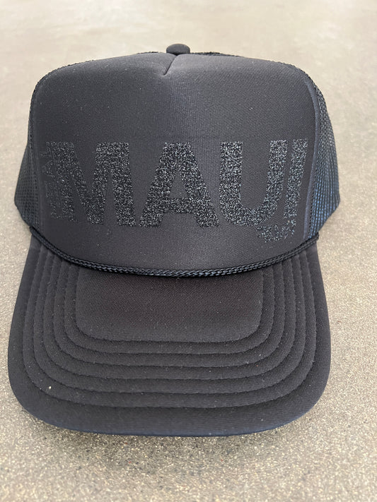 Esky Hat Heal Maui black with black glitter Foil letters