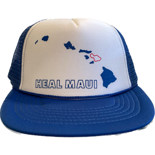 Hat Hawaiian Islands Heal Maui Blue and White